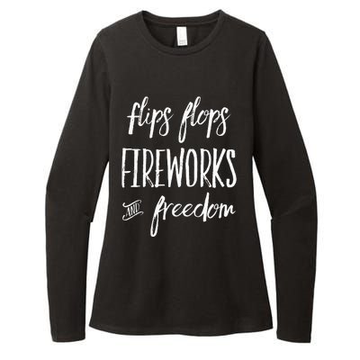 Fourth of July Flip Flops Fireworks Freedom Womens CVC Long Sleeve Shirt