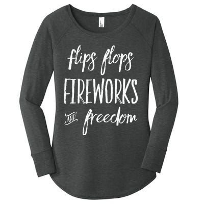 Fourth of July Flip Flops Fireworks Freedom Women's Perfect Tri Tunic Long Sleeve Shirt