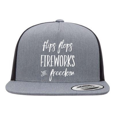 Fourth of July Flip Flops Fireworks Freedom Flat Bill Trucker Hat