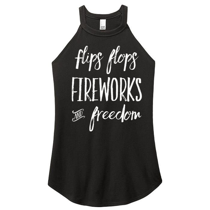 Fourth of July Flip Flops Fireworks Freedom Women’s Perfect Tri Rocker Tank