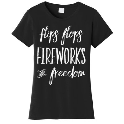 Fourth of July Flip Flops Fireworks Freedom Women's T-Shirt