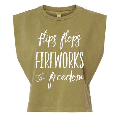 Fourth of July Flip Flops Fireworks Freedom Garment-Dyed Women's Muscle Tee