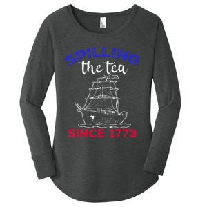 Fourth of July Spilling The Tea Since 1773 American Outfits Women's Perfect Tri Tunic Long Sleeve Shirt