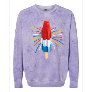 Fourth Of July Fireworks Popsicle Lover Unique Colorblast Crewneck Sweatshirt