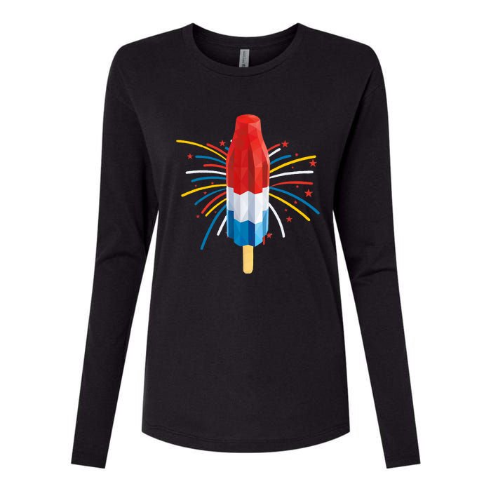 Fourth Of July Fireworks Popsicle Lover Unique Womens Cotton Relaxed Long Sleeve T-Shirt