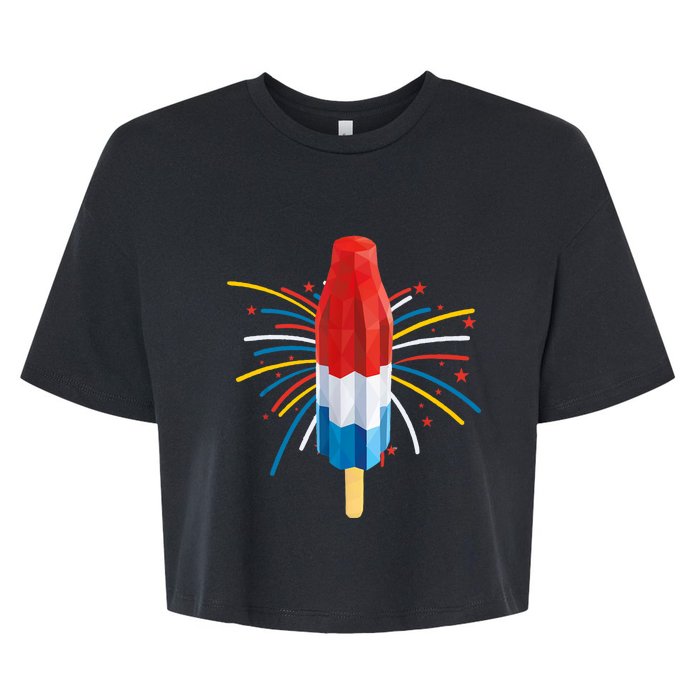 Fourth Of July Fireworks Popsicle Lover Unique Bella+Canvas Jersey Crop Tee