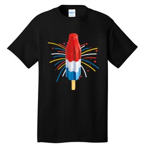 Fourth Of July Fireworks Popsicle Lover Unique Tall T-Shirt