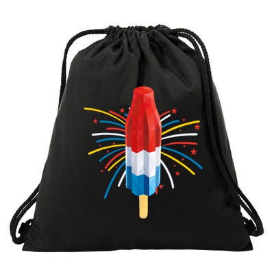 Fourth Of July Fireworks Popsicle Lover Unique Drawstring Bag