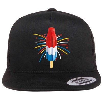 Fourth Of July Fireworks Popsicle Lover Unique Flatbill Hat