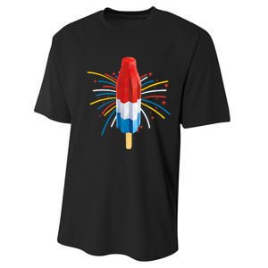 Fourth Of July Fireworks Popsicle Lover Unique Performance Sprint T-Shirt