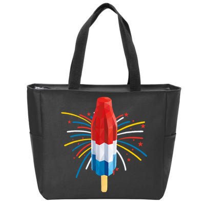 Fourth Of July Fireworks Popsicle Lover Unique Zip Tote Bag