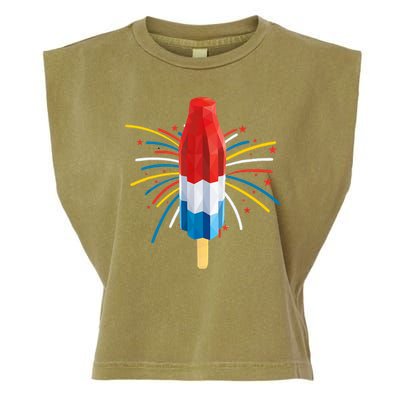 Fourth Of July Fireworks Popsicle Lover Unique Garment-Dyed Women's Muscle Tee