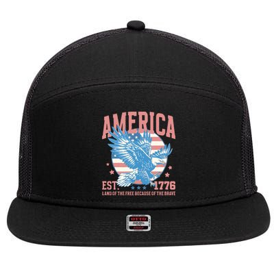 Fourth Of July 1776 7 Panel Mesh Trucker Snapback Hat