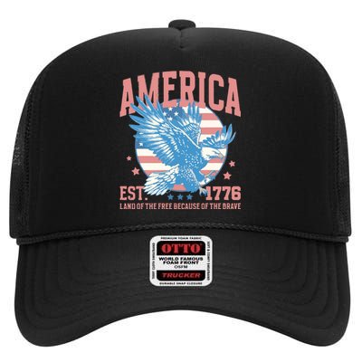 Fourth Of July 1776 High Crown Mesh Back Trucker Hat