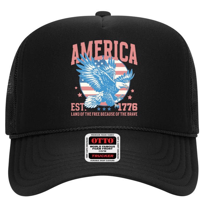 Fourth Of July 1776 High Crown Mesh Back Trucker Hat