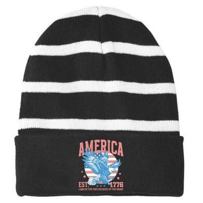 Fourth Of July 1776 Striped Beanie with Solid Band