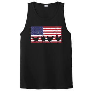 Fourth Of July 4th Chicken Hen Farm American Flag USA Women PosiCharge Competitor Tank