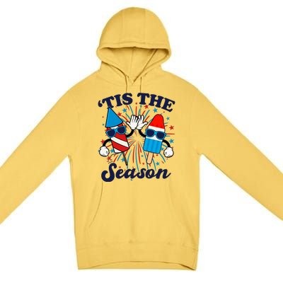 Fourth Of July Red White And Blue Tis The Season Fireworks And Popsicles Premium Pullover Hoodie