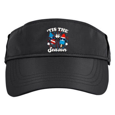 Fourth Of July Red White And Blue Tis The Season Fireworks And Popsicles Adult Drive Performance Visor