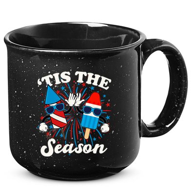 Fourth Of July Red White And Blue Tis The Season Fireworks And Popsicles 15oz Campfire Ceramic Mug