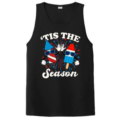 Fourth Of July Red White And Blue Tis The Season Fireworks And Popsicles PosiCharge Competitor Tank