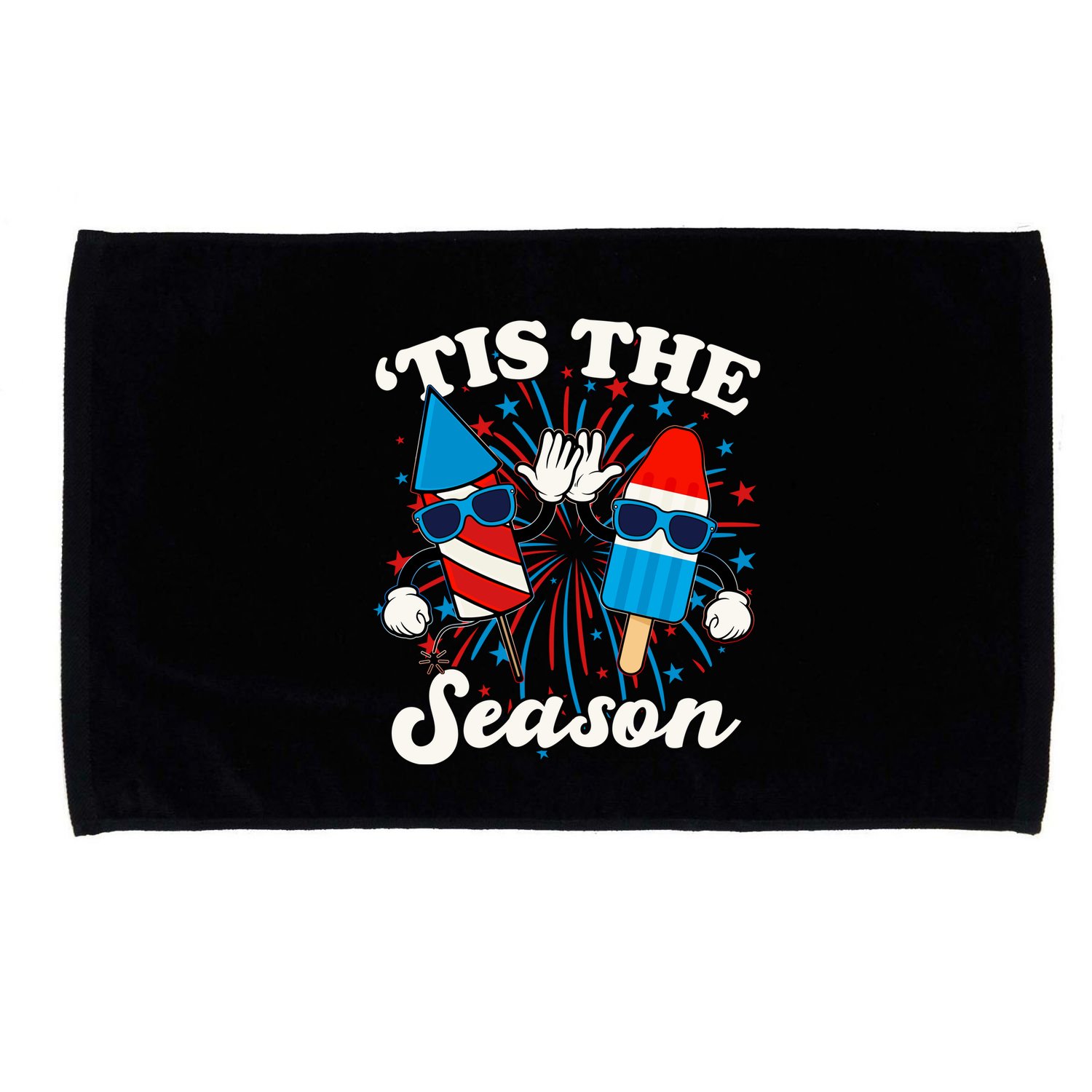 Fourth Of July Red White And Blue Tis The Season Fireworks And Popsicles Microfiber Hand Towel