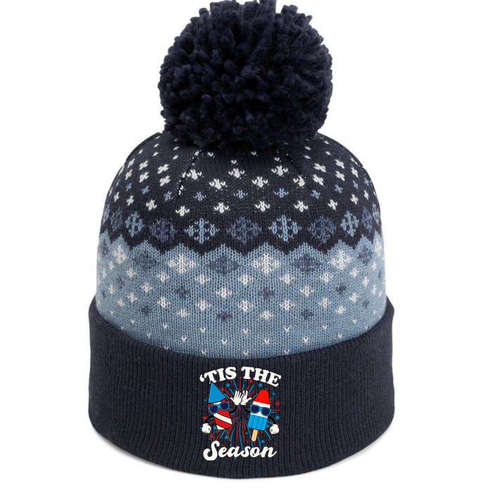 Fourth Of July Red White And Blue Tis The Season Fireworks And Popsicles The Baniff Cuffed Pom Beanie