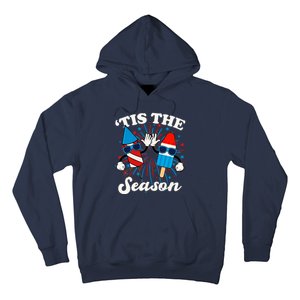 Fourth Of July Red White And Blue Tis The Season Fireworks And Popsicles Hoodie