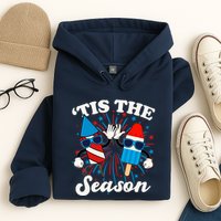 Fourth Of July Red White And Blue Tis The Season Fireworks And Popsicles Hoodie