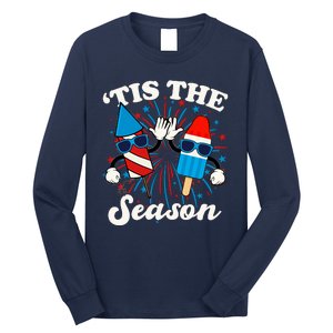 Fourth Of July Red White And Blue Tis The Season Fireworks And Popsicles Long Sleeve Shirt