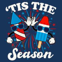 Fourth Of July Red White And Blue Tis The Season Fireworks And Popsicles Button