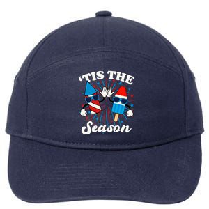 Fourth Of July Red White And Blue Tis The Season Fireworks And Popsicles 7-Panel Snapback Hat