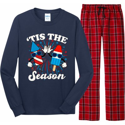 Fourth Of July Red White And Blue Tis The Season Fireworks And Popsicles Long Sleeve Pajama Set