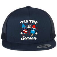 Fourth Of July Red White And Blue Tis The Season Fireworks And Popsicles Flat Bill Trucker Hat