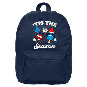 Fourth Of July Red White And Blue Tis The Season Fireworks And Popsicles 16 in Basic Backpack