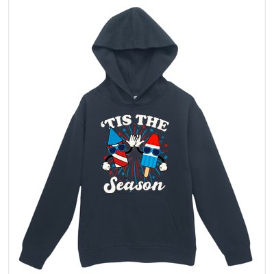 Fourth Of July Red White And Blue Tis The Season Fireworks And Popsicles Urban Pullover Hoodie