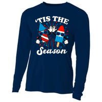 Fourth Of July Red White And Blue Tis The Season Fireworks And Popsicles Cooling Performance Long Sleeve Crew