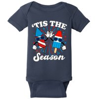 Fourth Of July Red White And Blue Tis The Season Fireworks And Popsicles Baby Bodysuit