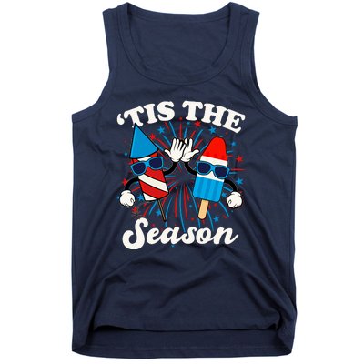 Fourth Of July Red White And Blue Tis The Season Fireworks And Popsicles Tank Top