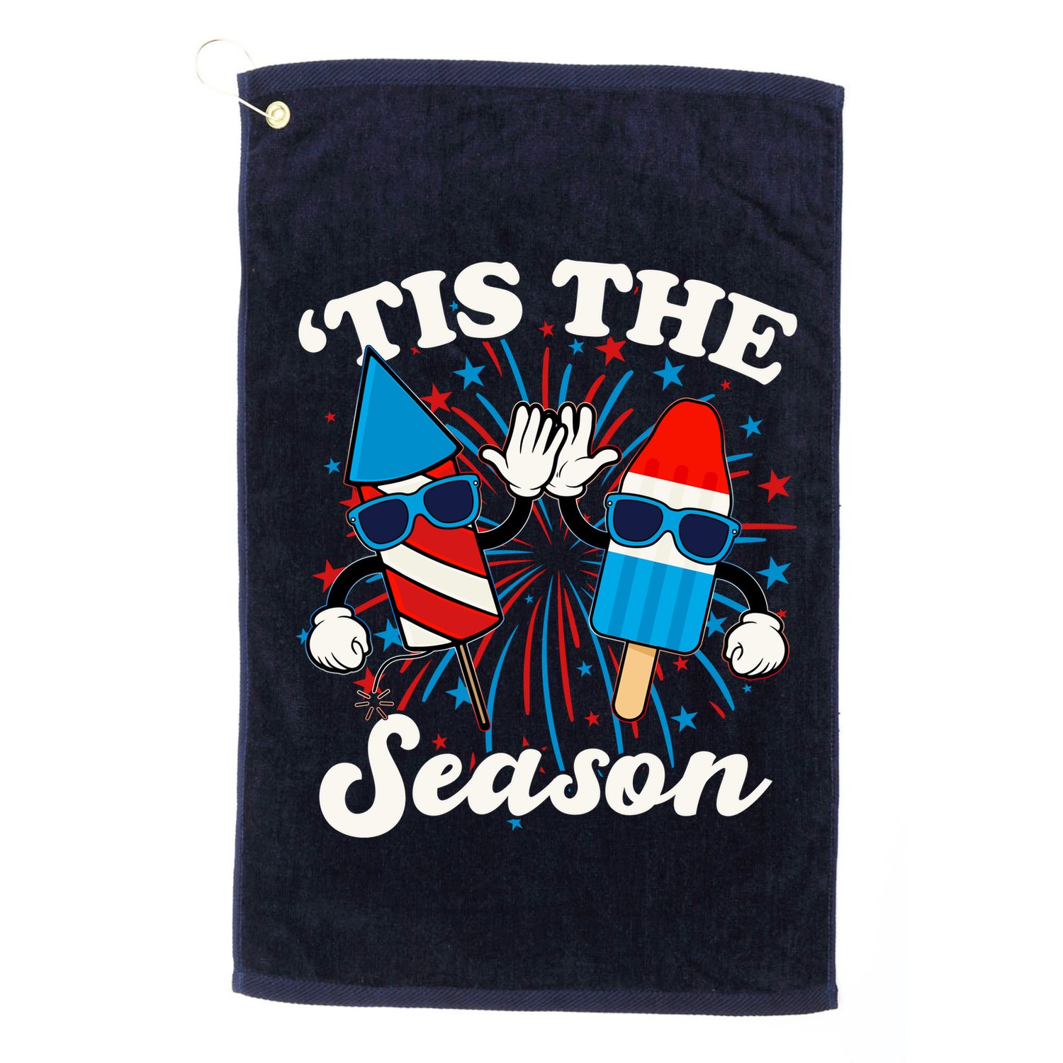 Fourth Of July Red White And Blue Tis The Season Fireworks And Popsicles Golf Towel