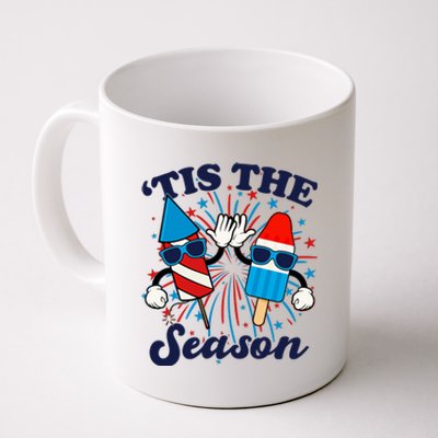 Fourth Of July Red White And Blue Tis The Season Fireworks And Popsicles Coffee Mug