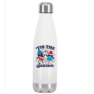 Fourth Of July Red White And Blue Tis The Season Fireworks And Popsicles Stainless Steel Insulated Water Bottle