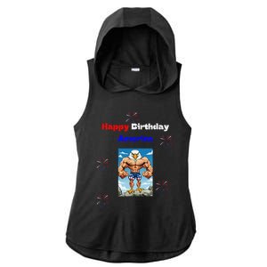 Fourth Of July Happy Birthday America Ladies PosiCharge Tri-Blend Wicking Draft Hoodie Tank