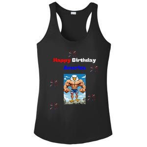 Fourth Of July Happy Birthday America Ladies PosiCharge Competitor Racerback Tank