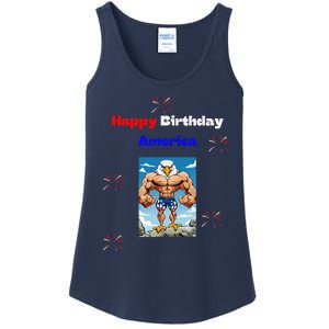 Fourth Of July Happy Birthday America Ladies Essential Tank