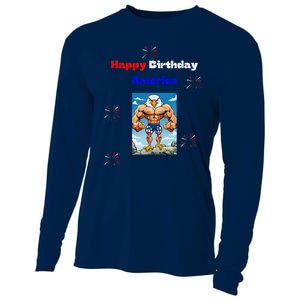 Fourth Of July Happy Birthday America Cooling Performance Long Sleeve Crew