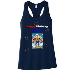 Fourth Of July Happy Birthday America Women's Racerback Tank