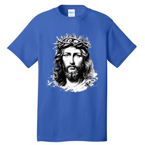 Face Of Jesus Christ Crown Of Thorns Catholic Faith Tall T-Shirt