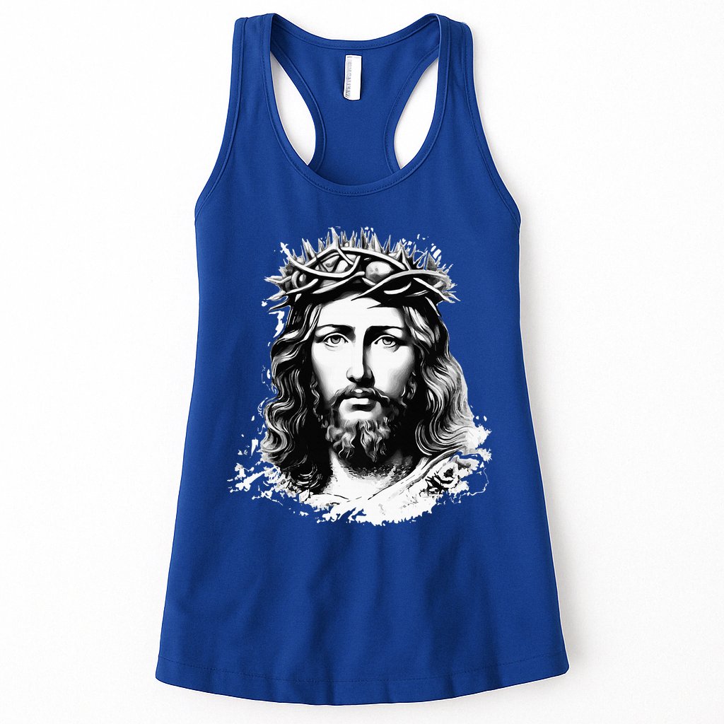 Face Of Jesus Christ Crown Of Thorns Catholic Faith Womens Tank Top