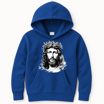 Face Of Jesus Christ Crown Of Thorns Catholic Faith Kids Hoodie